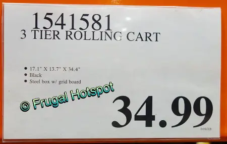 Multi-Purpose 3-Tier Rolling Cart | Costco Price