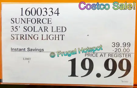 Sunforce Solar String Lights | Costco Sale Price