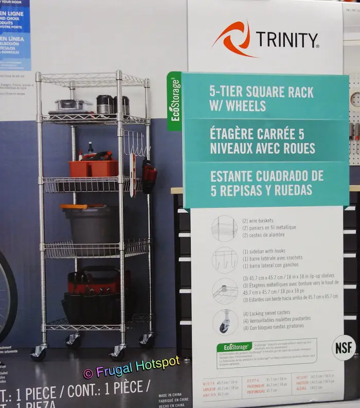 Trinity 5-Tier Square Rack with Wheels | Costco 