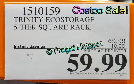 Trinity 5-Tier Square Rack with Wheels | Costco Sale Price