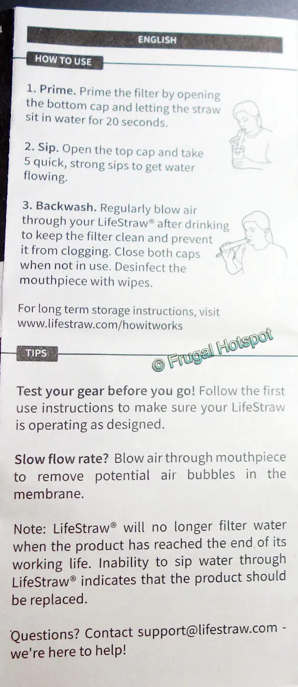 Vestergaard LifeStraw Personal Water Purifying Filter | use instructions | Costco