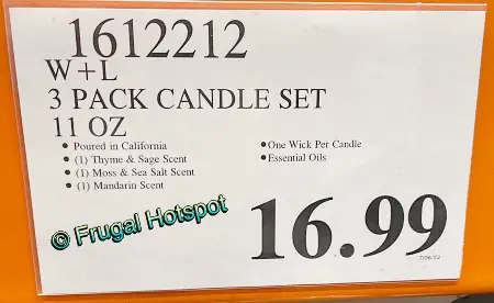 W+L Scented Candles | Costco Price