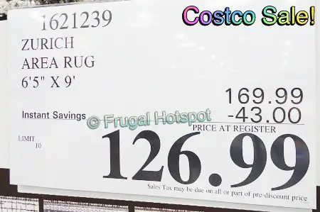 Zurich Shag Rug 6'5 x 9' | Costco Sale Price