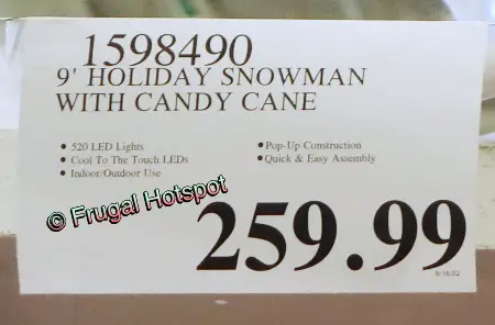 9' Holiday Snowman with LED Lights | Costco Price