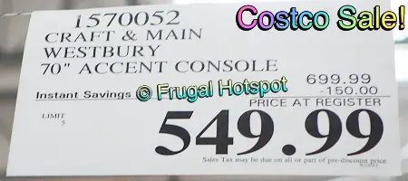 Craft + Main Westbury Accent Console | Costco Sale Price