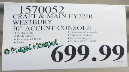 Craft and Main Westbury Accent Console | Costco Price