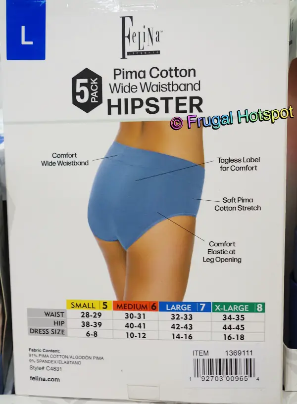 Felina Lingerie Wide Waistband Hipster | details | Costco