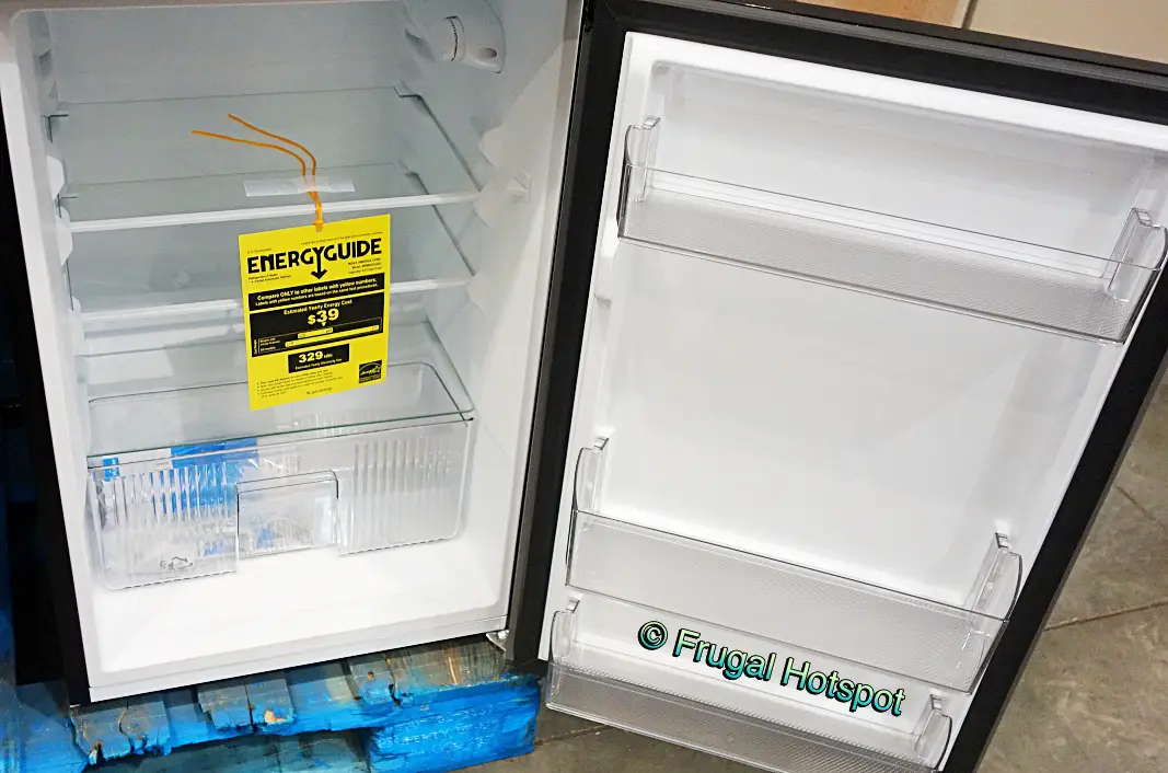 Midea 4.5 Cu Ft Double Door Compact Refrigerator | Interior view fridge | Costco