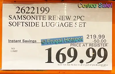 Samsonite Renew 2-Piece Softside Luggage Set | Costco Sale Price