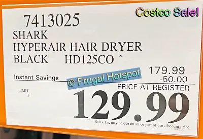 Shark HyperAir Hair Dryer | Costco Sale Price | Item 7413025