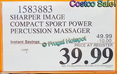 Sharper Image Compact Sport Power Percussion Portable Deep Tissue Massager | Costco Sale Price