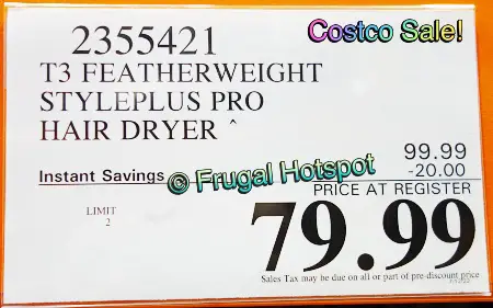 T3 Featherweight StylePlus Pro Hair Dryer | Costco Sale Price