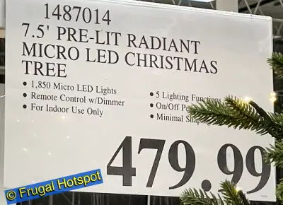 7.5 Ft Pre Lit Radiant Micro LED Artificial Christmas Tree | Costco Price | Item 1487014