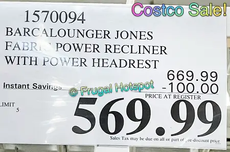 Barcalounger Jones Fabric Power Rocker Recliner with Power Adjustable Headrest | Costco Sale Price