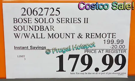 Bose Solo Soundbar Series II | Costco Sale Price