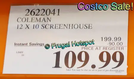 Coleman Back Home Screenhouse 12x10 | Costco Sale Price