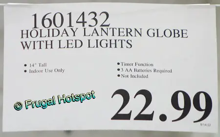 Holiday Lantern Globe with LED Lights | Costco Price