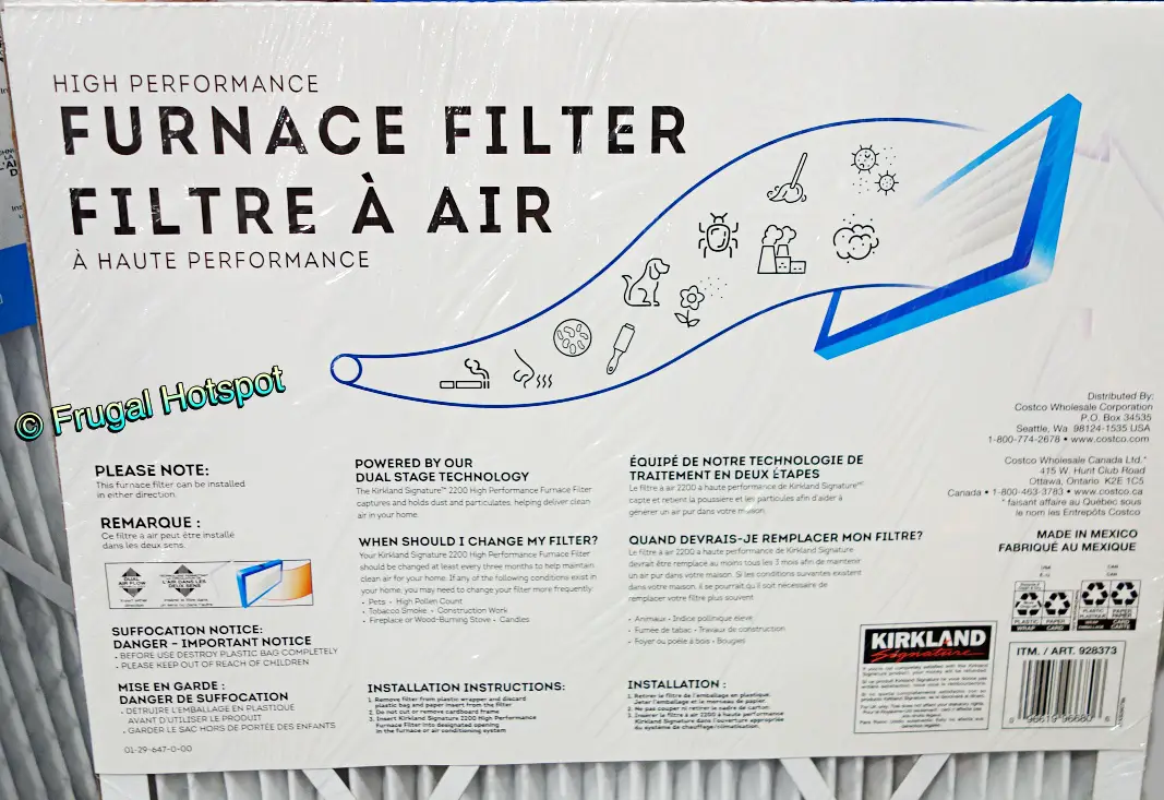 Kirkland Signature 2200 High Performance Furnace Filters | Costco