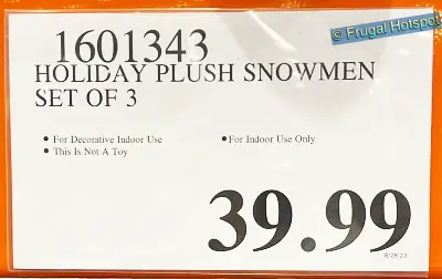 Plush Holiday Snowmen 3 Piece Set | Costco Price