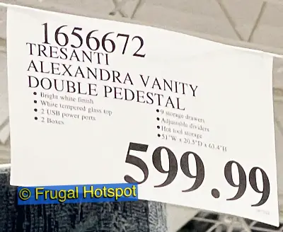 Tresanti Alexandra Vanity Double Pedestal | Costco Price | Item 1656672