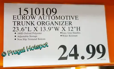 Eurow Automotive Trunk Organizer | Costco Price