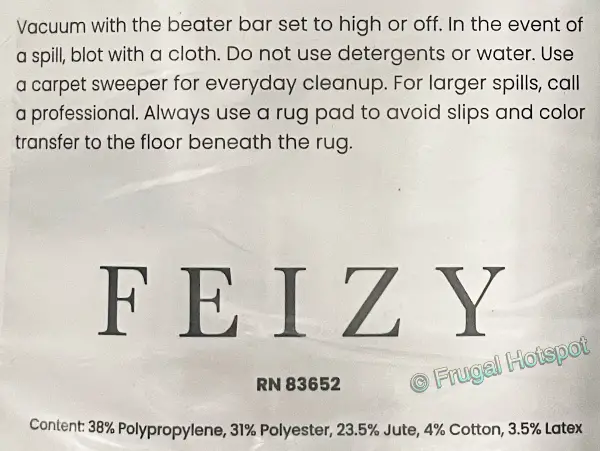 Feizy Jewel Rug Care instructions | Costco