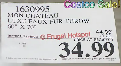 Mon Chateau Faux Fur Throw | Costco Sale Price