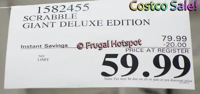 Scrabble Giant Deluxe Edition Game | Costco Sale Price