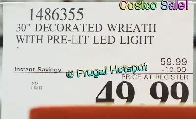 30 Decorated Wreath with LED Lights | Costco Sale Price