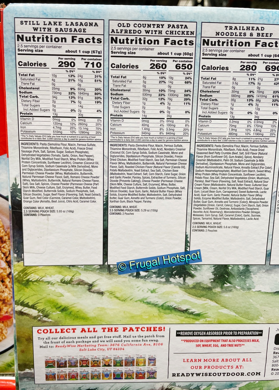 Nutrition Info | ReadyWise 13-Piece Adventure Meal Kit | Costco