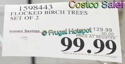 Set of 2 Flocked Birch Trees | Costco Sale Price