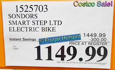 Sondors Smart Step Electric Bike | Costco Sale Price