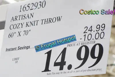 Artisan Cozy Knit Throw | Costco Sale Price | Item 1652930