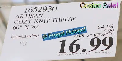 Artisan Cozy Knit Throw | Costco Sale Price