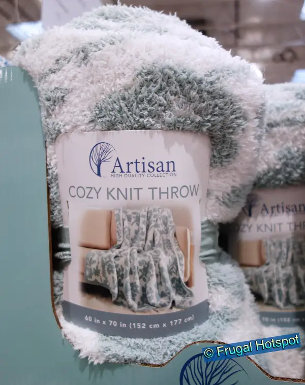 Artisan Cozy Knit Throw green and white | Costco