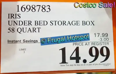 Iris Underbed 58-Quart Storage Box | Costco Sale Price