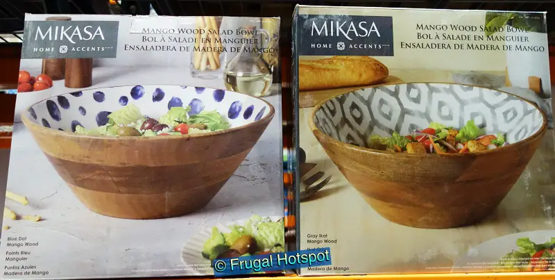 Mikasa Enameled Mango Wood Salad Bowl | blue and gray | Costco