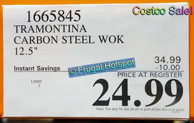 Tramontina 12.5 Carbon Steel Wok | Costco Sale Price