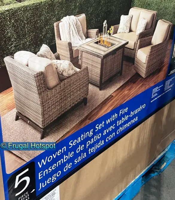 Agio Anderson 5Pc Woven Seating Set with Fire Table at Costco!