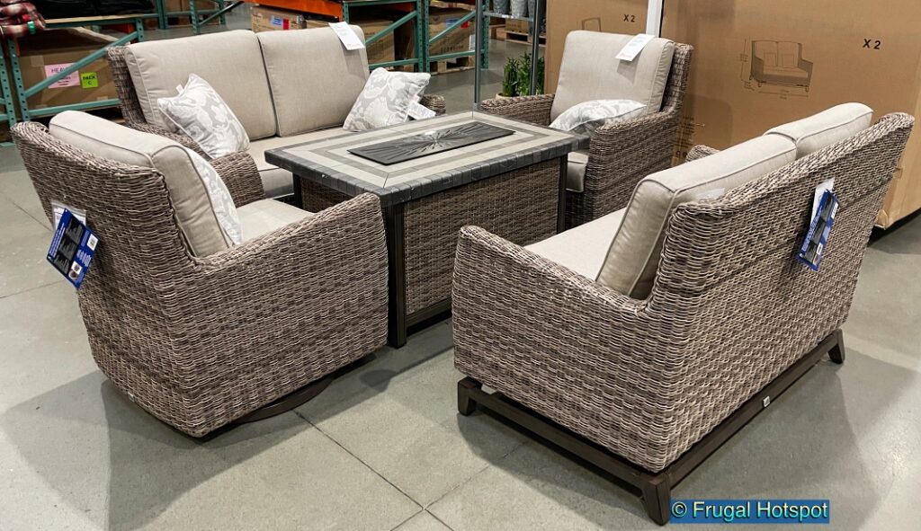 Agio Anderson 5Pc Woven Seating Set with Fire Table at Costco!