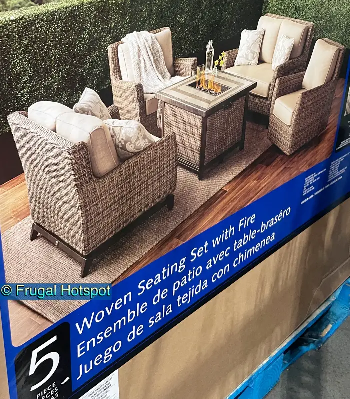 Agio Anderson 5-Piece Woven Seating Set with Fire Table | Costco