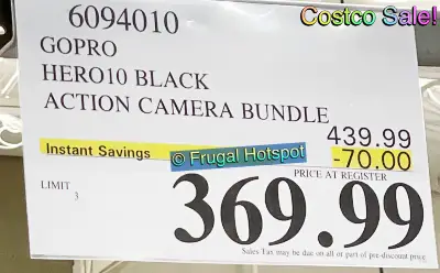 Costco Sale Price of GoPro HERO10 Black Action Camera Bundle | Item 6094010