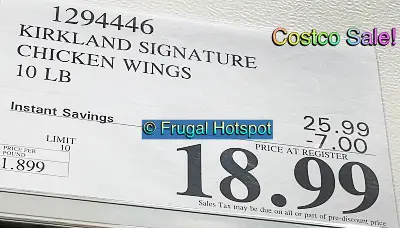 Kirkland Signature Frozen Chicken Wings 10 lb Bag | Costco Sale Price
