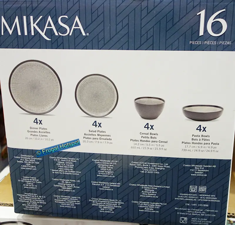 Mikasa Maddox 16-piece Dinnerware Set | Dimensions | Costco