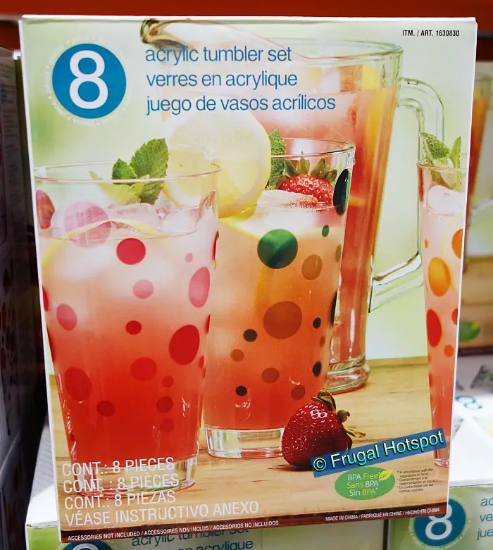 Pandex Polka Dot Highball Acrylic Tumbler 8-Piece Set | Costco