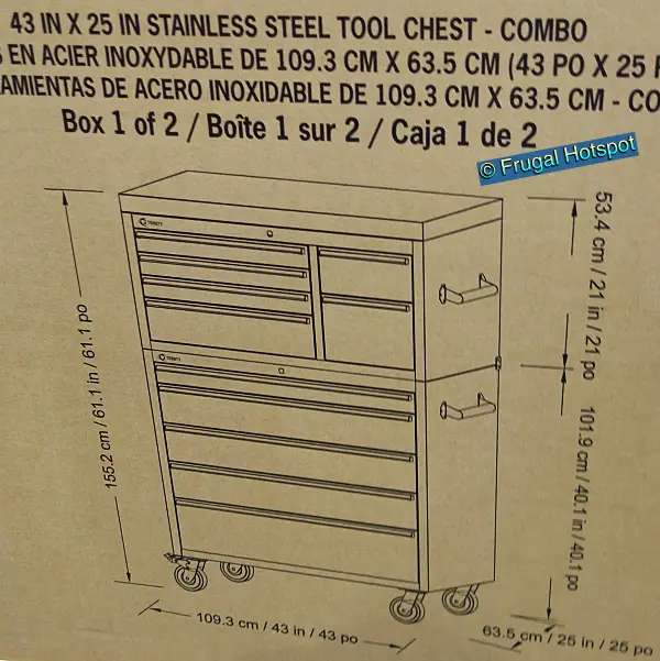 TRINITY 43 Stainless Steel Tool Chest | Dimensions | Costco