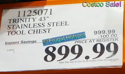 TRINITY 43 Stainless Steel Tool Chest | Item 1125071 | Costco Sale Price