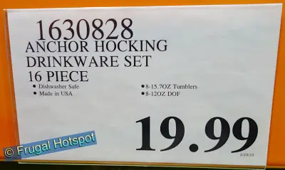 Anchor Hocking Swivel Drinkware 16 Piece Set | Costco Price | 1630828