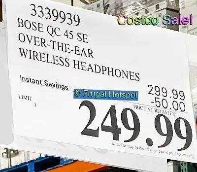 Bose QuietComfort 45 SE Noise Cancelling Over-the-Ear Headphones | Costco Sale Price