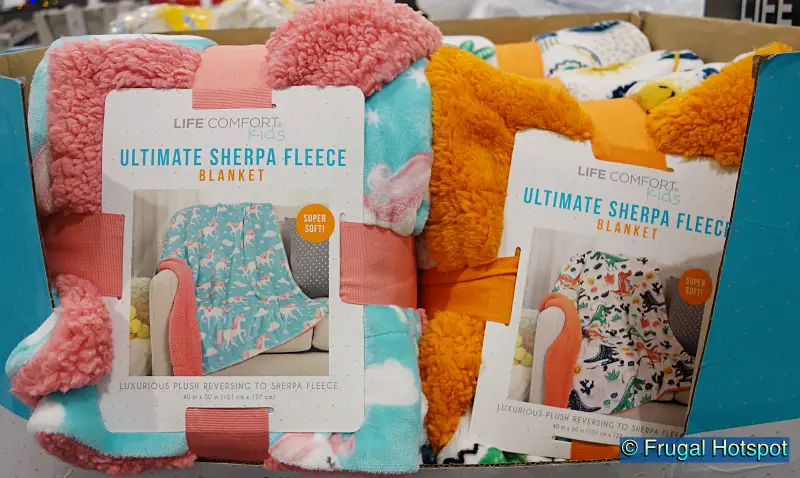 Life Comfort Kid’s Ultimate Sherpa Fleece Blanket | unicorn and dinosaur blankets | Costco